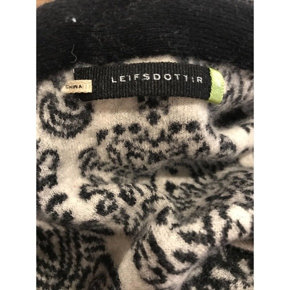 Anthropologie LEIFSDOTTIR Womens Black White Ikat Ruffled Sweater Dress Sz M - Picture 3 of 3